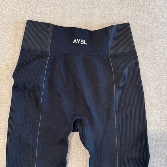AYBL Seamless Ribbed Leggings High Waist Black Athleisure Workout Size Large - Picture 7 of 8